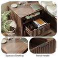 thumbnail image 4 of 18" Wide Fluted Nightstand Set of 2 with Charging Station Modern Wood Bedside Table with 2 Drawers and Open Shelf, Mid Century End Table for Bedroom Living Room Office, Walnut, 4 of 10