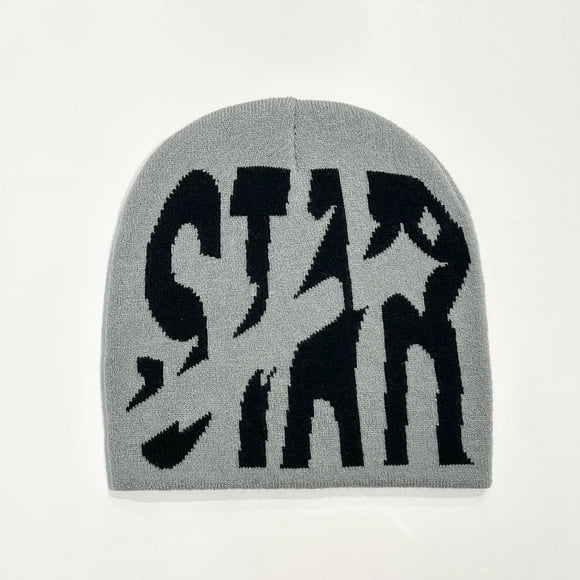 Gorro de punto con letras y estrellas para hombre y mujer, gorro de jacquard, estilo hip hop, popular en Europa y Estados Unidos, para deportes al aire libre y de moda