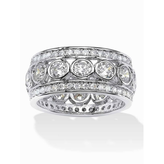 4.70 TCW Round Bezel-Set Cubic Zirconia Eternity Ring in Platinum over Sterling Silver