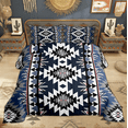 thumbnail image 2 of Manfei Bohemian Aztec Queen Comforter Set for Adult, Navy Blue Tribal Geometric Bedding Sets, Southwestern Reversible Bedding Comforter Set, Lightweight Room Decor, 3pcs, 2 of 8
