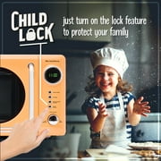 Nostalgia 0.7 cu ft Retro Microwave Oven, 700W Countertop Microwave Oven with LED Display, Orange