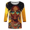 thumbnail image 4 of Wancir Happy Kwanzaa Shirts for Women 3/4 Sleeve African American Celebration Tops Pride Black Queen Seven Principles Tshirt, 4 of 5