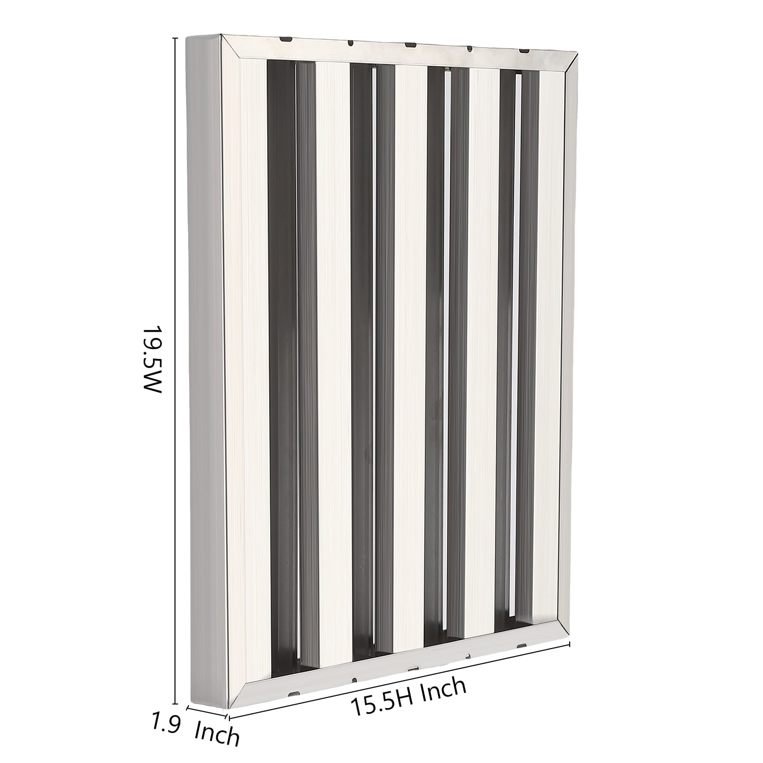 Pack of 6 Hood Filters 19.5W x 15.5H Inch, 304 Stainless Steel 5 Grooves Commercial Hood Filters, Range Hood Filter for Grease Rated Commercial Kitchen Exhaust Hoods