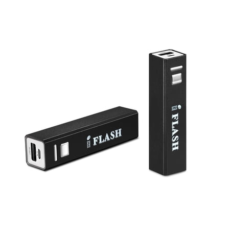 iFlash® Mini 2600mAh Ultra-Compact "Lipstick" Size External Battery Pack Charger Compatible with Apple iPhone 17 16 15 14 - Black