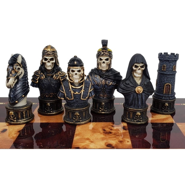 マルチャミーフワロス　セット販売 Medieval Times Skull Busts Gothic Fantasy Chess Set W/ 18