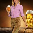 thumbnail image 7 of Women's Plaid Button Down Long Sleeve Oktoberfest Roll Tab No Pocket Casual Blouse Pink XXXL, 7 of 7