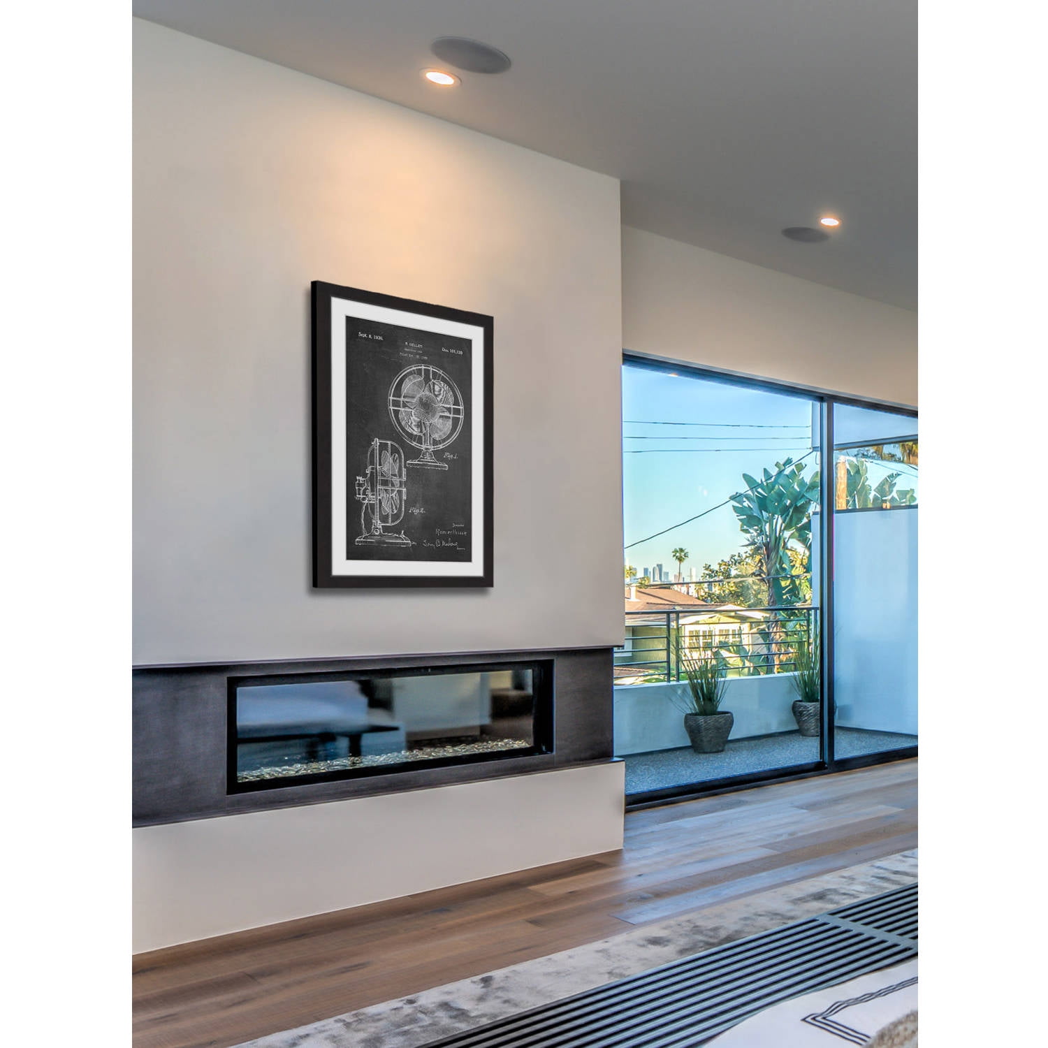 "Electric Fan 1935 Chalk" Framed Painting Art Print, 12" x 1.5"
