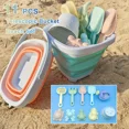 thumbnail image 1 of Juguetes de playa para niños, juego de juguetes de arena para niños pequeños, juguetes de caja de arena con cubo plegable, pala, rastrillo, moldes de arena para verano al aire libre, 1 of 1