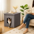 thumbnail image 5 of Cat Litter Box Enclosure, Plastic Hidden Litter Box Side Table with Openable Front Door, Cat Box Enclosure Cabinet for Indoor & Outdoor Use, Weatherproof, Easy to Clean & Assemble, Grey, 5 of 6