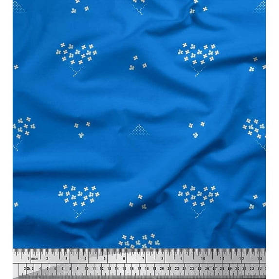 Soimoi Crepe Silk Fabric Dot & Floral Artistic Decor Fabric Printed Yard 42 Inch Wide