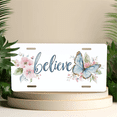 thumbnail image 4 of 1 Pcs 2D Flat License Plate Covers & Frames, believe with floral For Decorative Front, Waterproof For Decoration Aluminum License Plate Covers & Frames Cover For Men Women, 12" X 6", 4 of 6