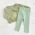 thumbnail image 3 of Ugoldhm Baby Girls 2 Piece Sets Graphic Embroidered Sweater Strip Ribbed Knit Pant Spring Fall Outfits, 3 of 8