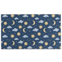 Dark Blue Sun Moon Cloud Star Pattern Door Rugs,Washable Non Slip Door Mats Indoor,Decorative Door Mats,Entry Mat Indoor for Entrance,Bedroom,Kitchen,Bathroom,17"x30"