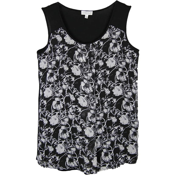 Joseph A Womens Fashion Without Sleeve Top,Black/White,Medium