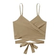 thumbnail image 1 of Women's Spaghetti Strap Knot Back Crop Top Wrap Cami Top, 1 of 5