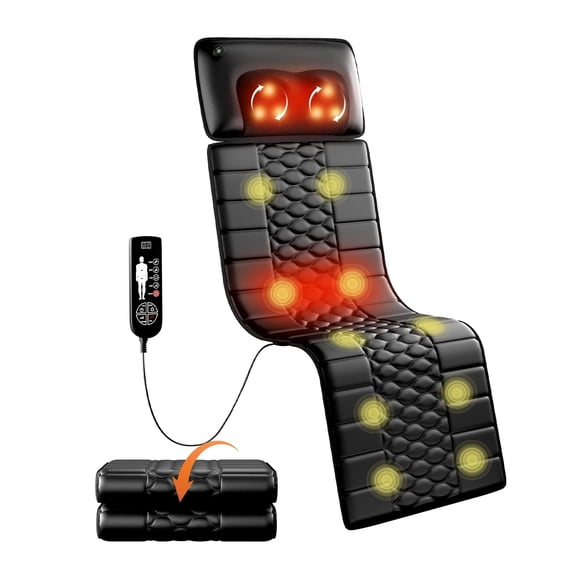 Full Body Massage Mat with Heat, Detachable Massager Pad, 10 Vibrating Motors, 9 Intensity Levels, Deep Tissue Pain Relief for Back, Neck & Legs – Relaxation at Home or Office
