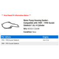 thumbnail image 2 of Water Pump Housing Gasket - Compatible with 1989 - 1998 Suzuki Sidekick 1.6L 4-Cylinder 1990 1991 1992 1993 1994 1995 1996 1997, 2 of 2