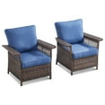 thumbnail image 3 of PARKWELL Outdoor Wicker Cushioned Lounge Chair Set of 2, Outdoor Seating Set for Backyard, Poolside, Balcony, Indoor Use w/Seagull-Shaped Armrests,Navy, 3 of 9
