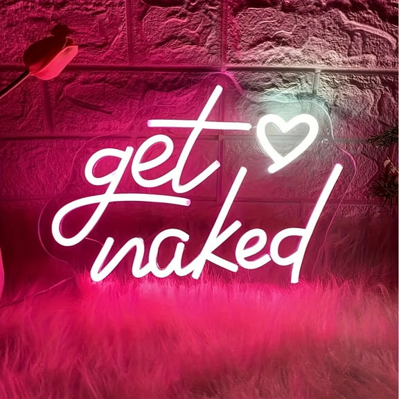 1pc "Get Naked" USB-Powered LED Neon Sign - Wall-Mounted, Cursive Font, Pink & Purple Glow, Perfect for Birthday, Wedding, Party, or Hotel Decor, Party Wall Decor | Cursive Font Design