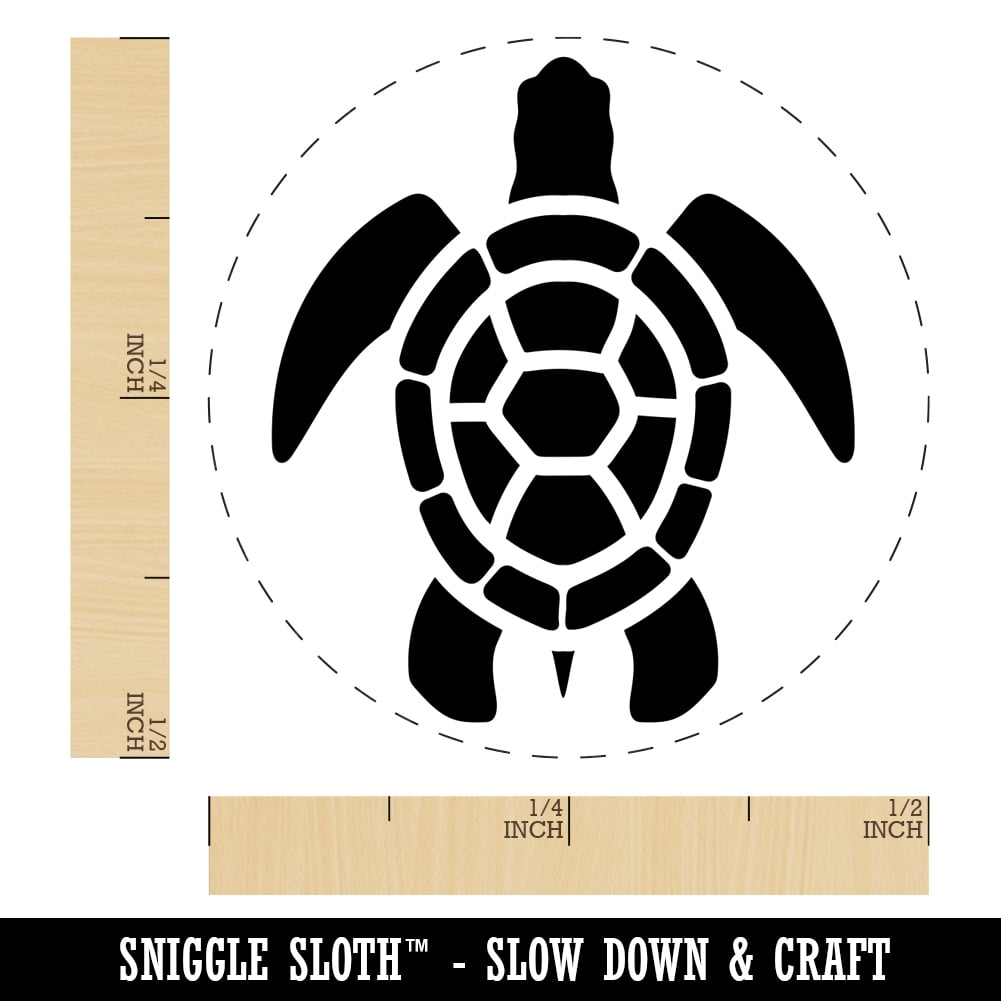 Sea Turtle Tribal Self-Inking Rubber Stamp Ink Stamper - Dry Pad (No Ink) - Mini 1/2 Inch