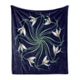 thumbnail image 1 of Flower Soft Flannel Fleece Throw Blanket, Art Nouveau Floral Design on Indigo Background Nature Theme, Cozy Plush for Indoor and Outdoor Use, 70" x 90", Indigo Pale Green, by Ambesonne, 1 of 6