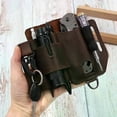 thumbnail image 3 of Funda organizadora EDC de cuero para herramientas EDC, funda multiherramienta de alta capacidad de piel de vaca para cuchillos y llaves de coche., 3 of 5