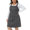 thumbnail image 2 of DARING DIVA Plus Size High Waist Tweed Single Breasted Overall Dress 4X Black White, 2 of 6