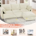 thumbnail image 7 of ACMEASE 84” Chenille 3 Seats Sofa W/Movable Ottoman, Modern Fabric L-Shaped Couch with Soft Backrest, Upholstered Sectional Sofa with Armrest Pillows for Living Room, Office, Beige, 7 of 7