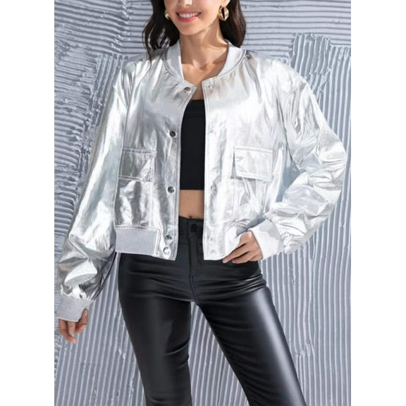 Metallic bomber jacket