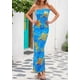 thumbnail image 4 of Vestido largo PRETTYGARDEN sin tirantes con estampado floral para mujer, azul XL, 4 of 9