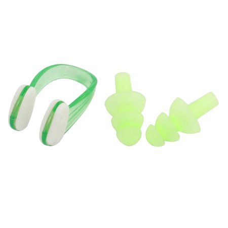 Unique Bargains Clear Green Plastic Nose Clip w Silicone Ear Plugs Swimming (The Best Way To Clear A Blocked Nose)