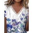 thumbnail image 2 of Gvmfive Women Plus Size Short Sleeve V Neck Lace Tops Tunic Blouse, 2 of 3
