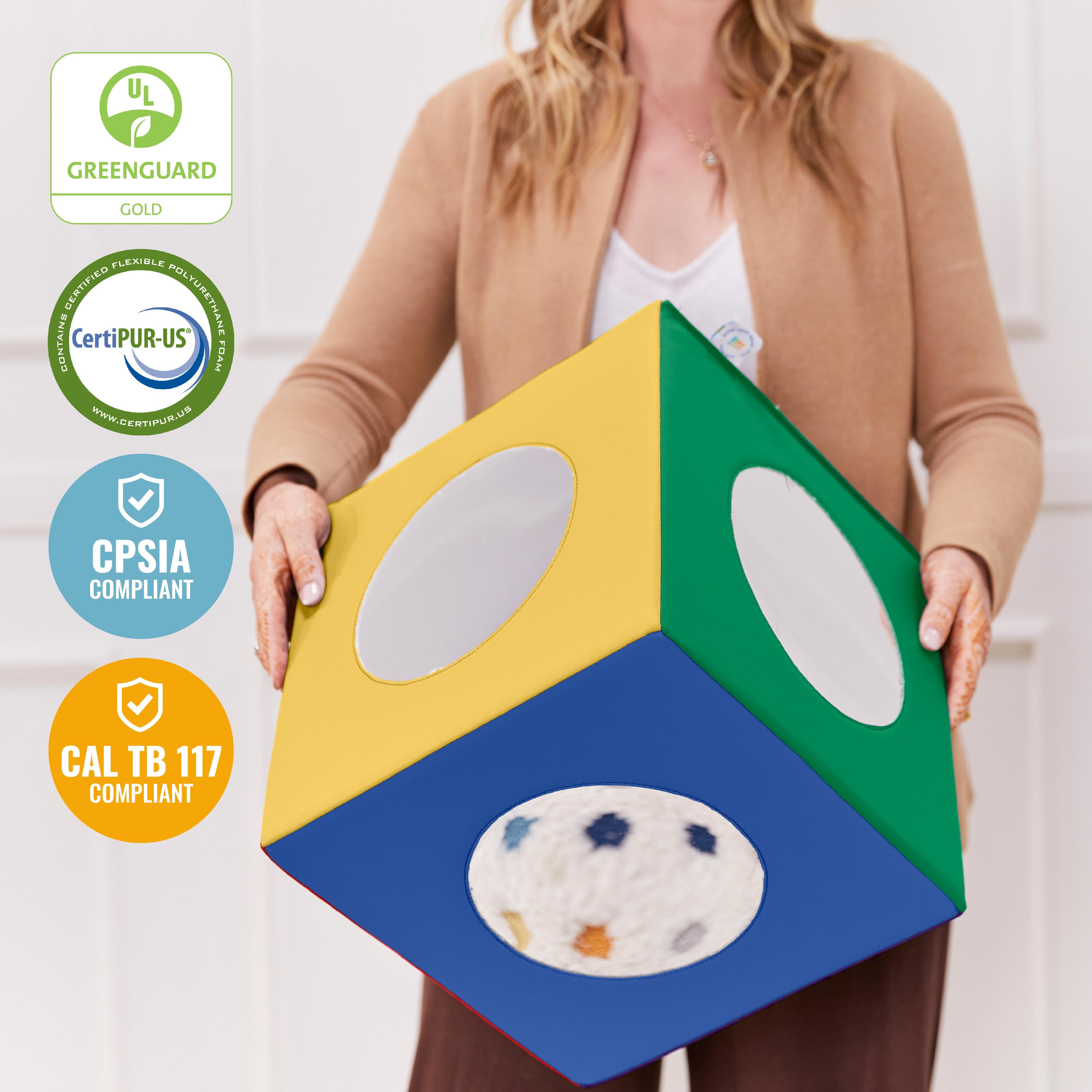 ECR4Kids SoftZone Mirror Activity and Sensory Play Cube, Baby Essentials, Assorted