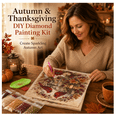 thumbnail image 6 of Autumn & Thanksgiving DIY Diamond Painting Kit, Harvest Scene Options, Relaxing Beginner Diamond Art for Tabletop & Mantel Display, 6 of 7