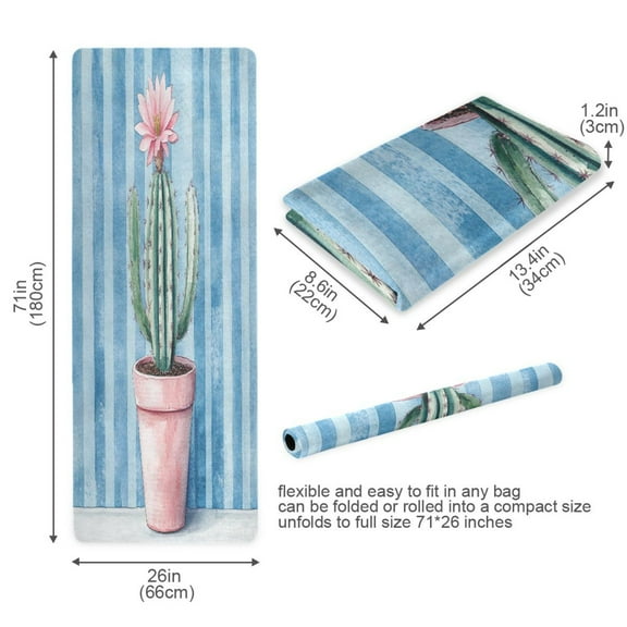 BZSMCE Yoga Mat Women Cactus Painting Fitness Mat