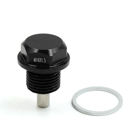 M16 Bolt Carrier - M16 x 1.5 Black Aluminum Alloy Magnetic Engine Oil Pan Drain Bolt Screw for Car