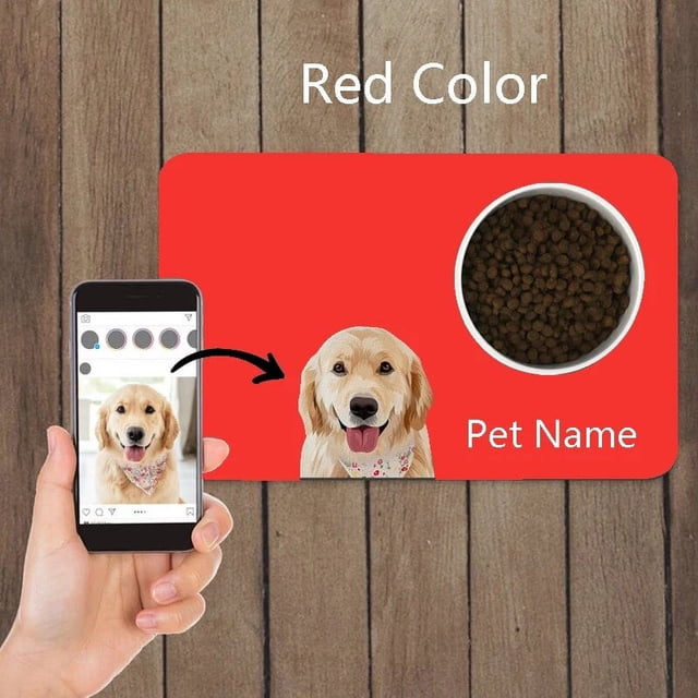 Custom Free Name Print Color Image Name Pet Supplies Bowls Plate Pad Cute Waterproof Pu Material For Dog Cat Easy Washing Carry ShopWise Round