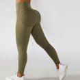 thumbnail image 3 of Pantalones de yoga para mujer, mallas de entrenamiento, cintura alta, control de barriga, sin costuras, para deportes, gimnasio, verde, M, 3 of 5