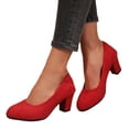 thumbnail image 5 of YLYL Women's Pumps Chunky Mid Heel Pointed Toe Slip on Wedding Office Evening Dress Shoes, 5 of 8