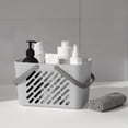 thumbnail image 4 of Small Plastic Storage Basket with Handle, Portable White Household Organizer Bin and Sundries Storage, Mini Shopping Tote for Kitchen and Bathroom Use, 4 of 6