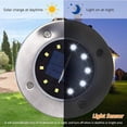 thumbnail image 2 of Luz solar de suelo Luz solar Paquete de 12 Focos de suelo impermeables de 8 LED [Clase energética A+++] (12 luces blancas), 2 of 6
