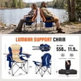 thumbnail image 2 of KingCamp Oversized Folding Camping Chairs, Heavy Duty Padded Chairs with Lumbar Support & Cooler Bag, Foldable Outdoor Lawn Chairs, Portable Folding Chairs for Outdoor, Support 353LBS+, Navy, 2 of 10