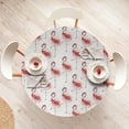 thumbnail image 4 of Ambesonne Flamingo Fitted Round Tablecloth, Hawaiian Pattern Summer, 45"- 56" Diameter, Pastel Pink Grey and White, 4 of 5