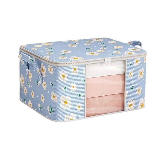 Blanket Storage Bag Non-Woven Fabric Foldable Moving Organizer with Double Zipper and Reinforced Handles