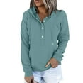 thumbnail image 2 of pstuiky Sweatshirts, Women Solid Color Round Neck Long Sleeve Sweatshirt Classic Fit Trendy Plus Size Autumn Sweatshirt Girls Sweatshirts for Girl Light Blue S, 2 of 6