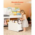 thumbnail image 6 of VEVOR Kids Reading Nook, Wooden Storage Bench with Backrest, Kids Bookshelf & Toy Organizer, Large Toy Box Chest for Playroom, Living Room or Entryway, Easy Assembly, 66.9 x 15.8 x 31.5 in, White, 6 of 9