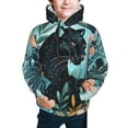 thumbnail image 2 of Bingfone Black Panther Floral Illustration Pattern Youth Classic Hoodies Soft Hooded Pullover Sweatshirts for Girls and Boys, 2 of 6