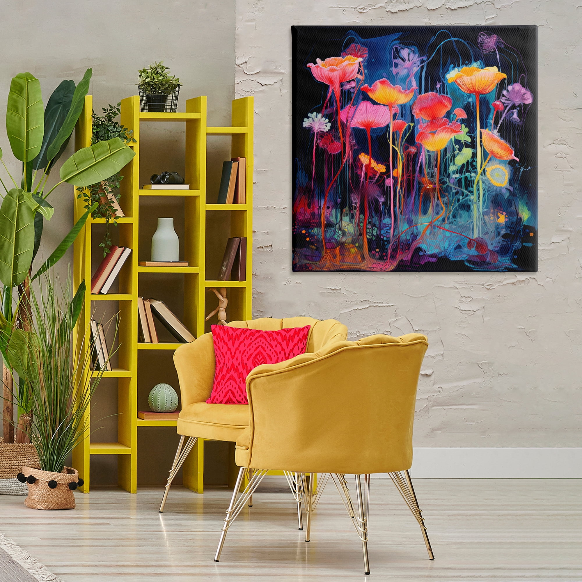 Stupell Industries Abstract Hued Blossoms Abstract Painting Wrapped Canvas Art Print Wall Art, 36 x 36