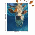thumbnail image 3 of Cute Cow Swimming Underwater Oil Canvas Print, Wall Art for Living Room Bedroom Bathroom Kitchen Office Study Home, 3 of 8