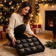 thumbnail image 6 of Christmas Tree Ornaments Black and Gold Embossed Baubles 12 Pack Vintage Style Hanging Balls for Holiday Indoor Home Party Decor, 6 of 6